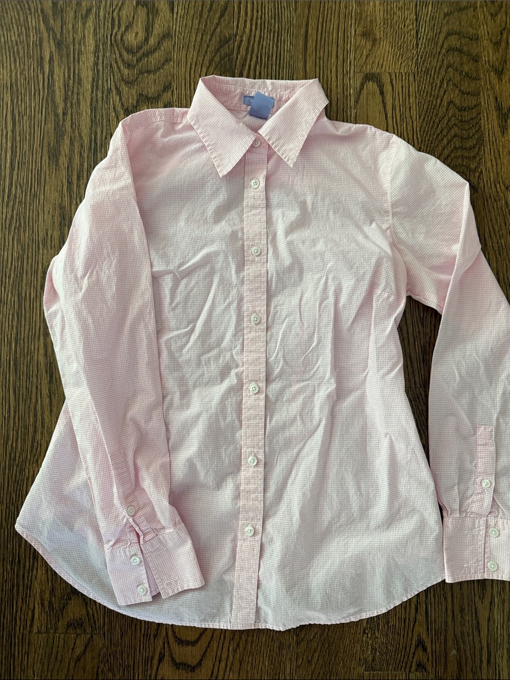 GAP Pink Textured Long-Sleeve Button-Down Shirt